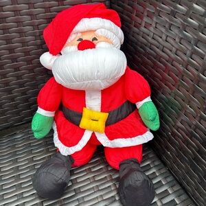 Vintage Hallmark Jolly Old Santa Plush, Parachute Cloth Nylon Christmas Toy 12”